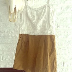 White and tan romper